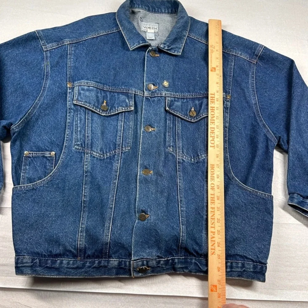 Vintage Venezia Denim Jacket Womens 18/20 Jean Trucker Buckle-Back 80s 90s Biker